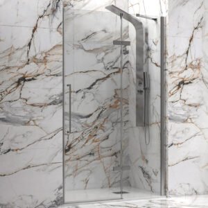 Καμπίνα από τοίχο σε τοίχο με διάφανο κρύσταλλο TINOS 400 Brushed Inox KARAG 90x200cm